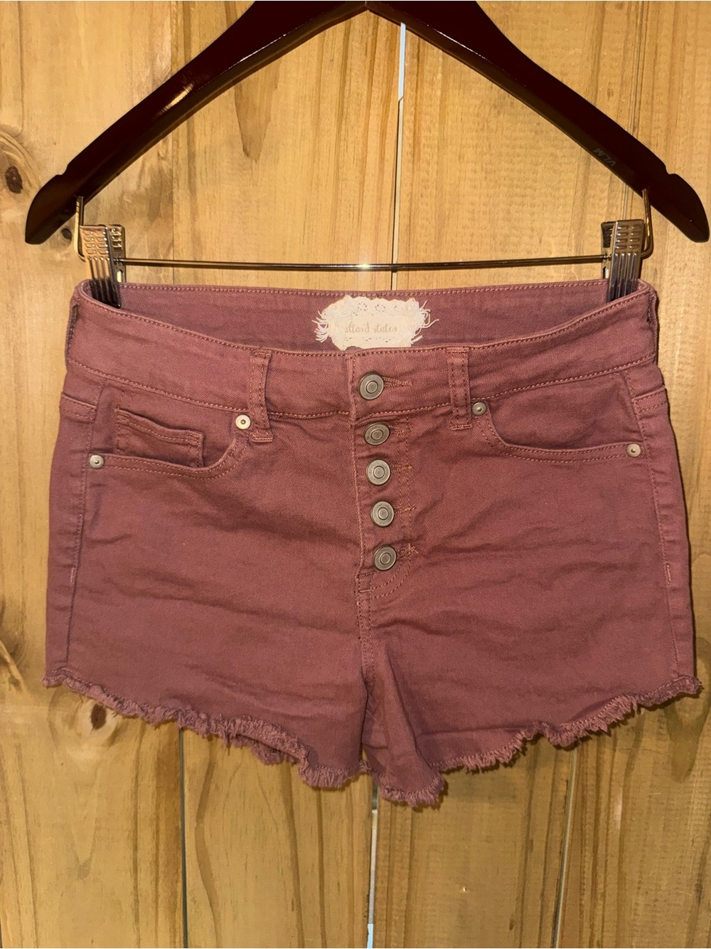 Altar'd State Dusty Rose Button-Fly Denim Shorts
